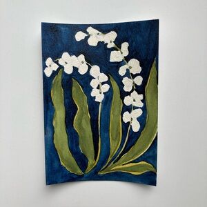 Floral Art Original Painting with White Flowers